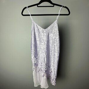 Slip dress with lace see-through panel